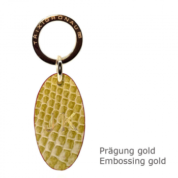 Trixi Gronau leather key fob Urbany Dakar, Croco embossing lemon hotfoil embossing gold